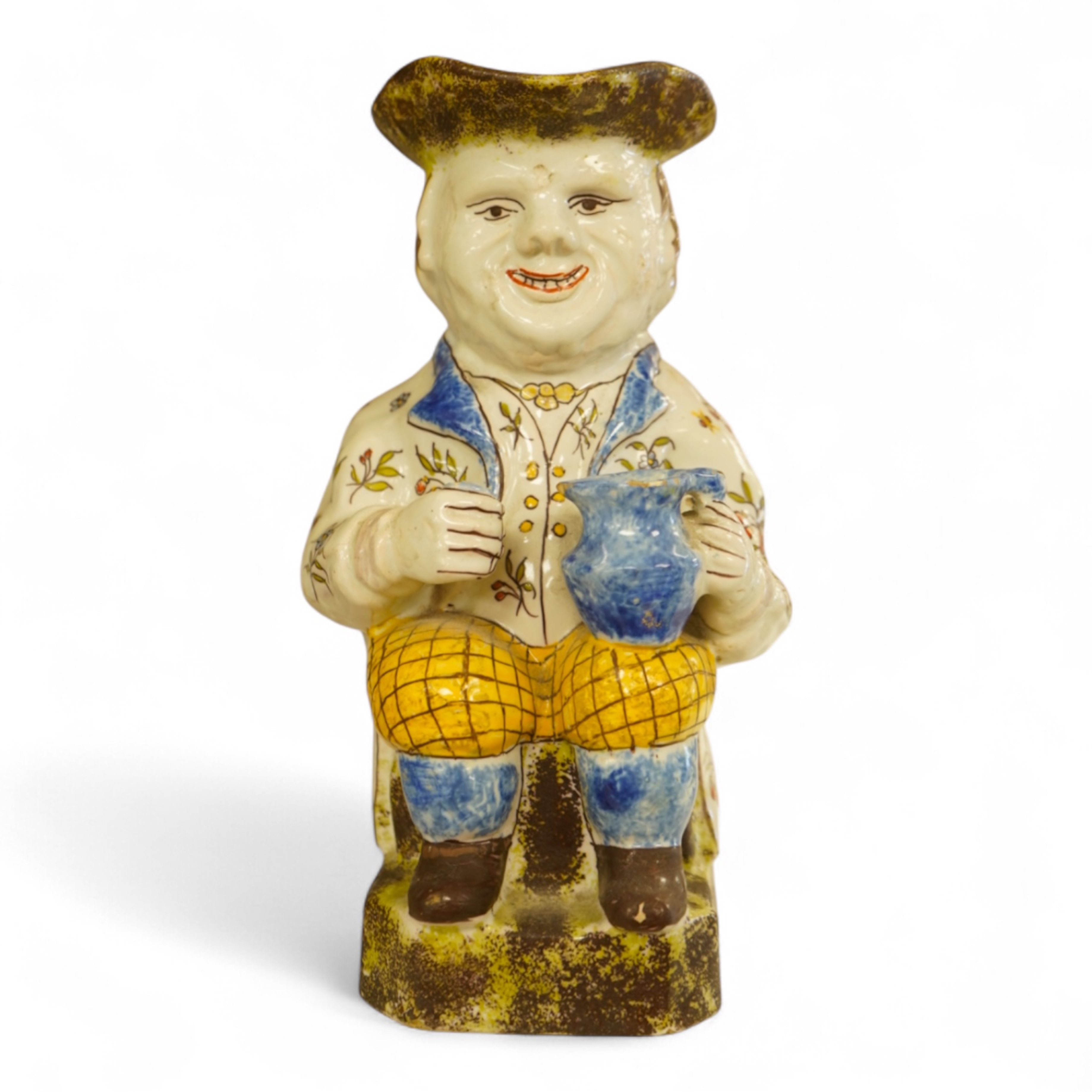 A French 'Rouen' Faience Toby Jug, 20th century, 25cm